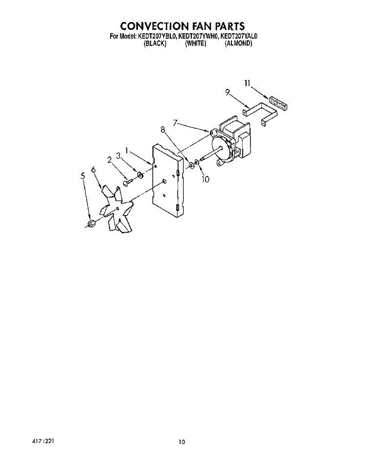 CONVECTION FAN Diagram and Parts List for KEDT207YBL0  KitchenAid Range