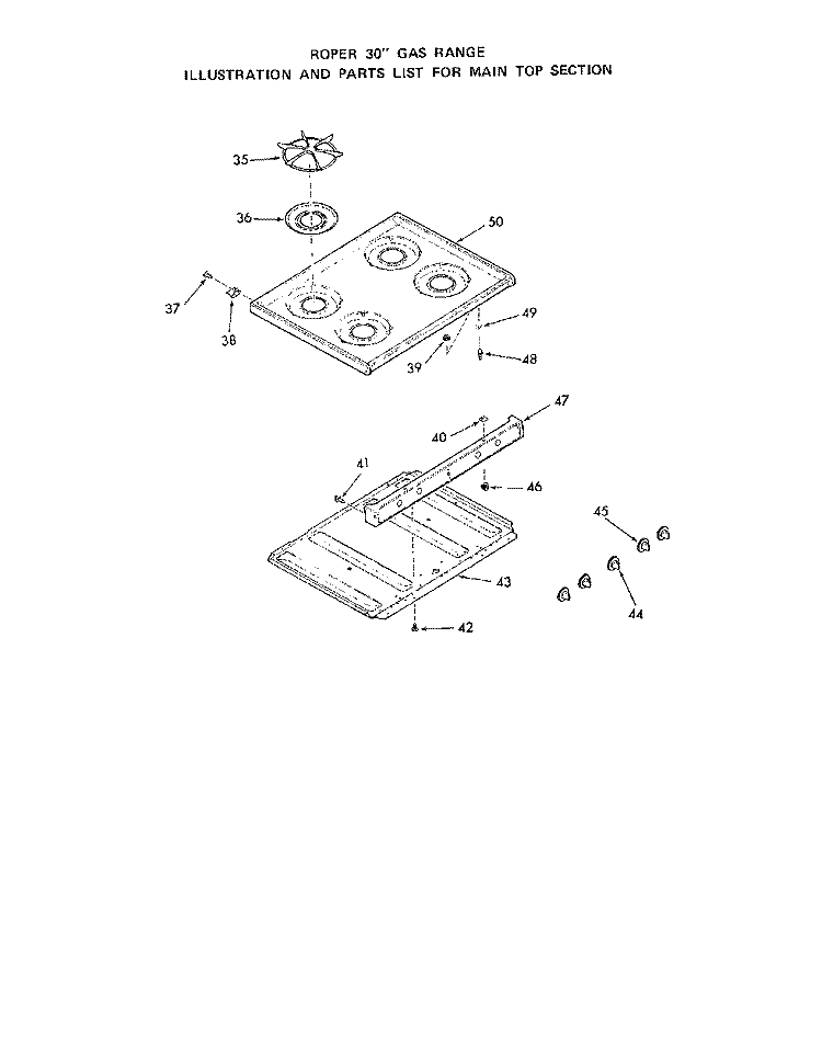 MAINTOP Diagram and Parts List for 1463W1A  Roper Range