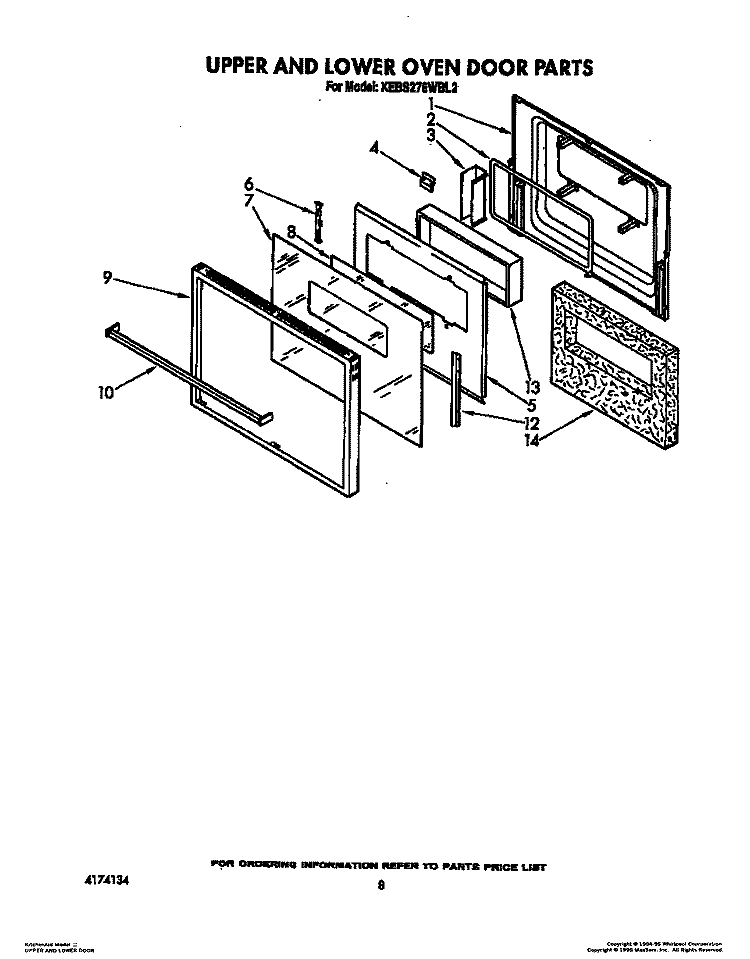 UPPER AND LOWER DOOR Diagram and Parts List for KEBS276WBL2  KitchenAid Wall Oven