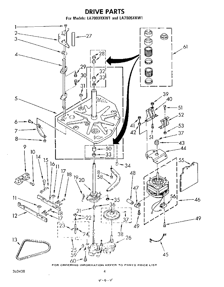 DRIVE Diagram and Parts List for LA7000XKW1  Whirlpool Washer