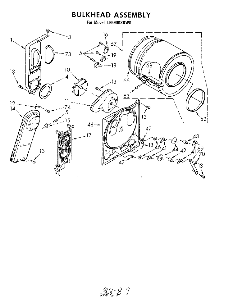 SECTION Diagram and Parts List for LE5600XKW0  Whirlpool Dryer