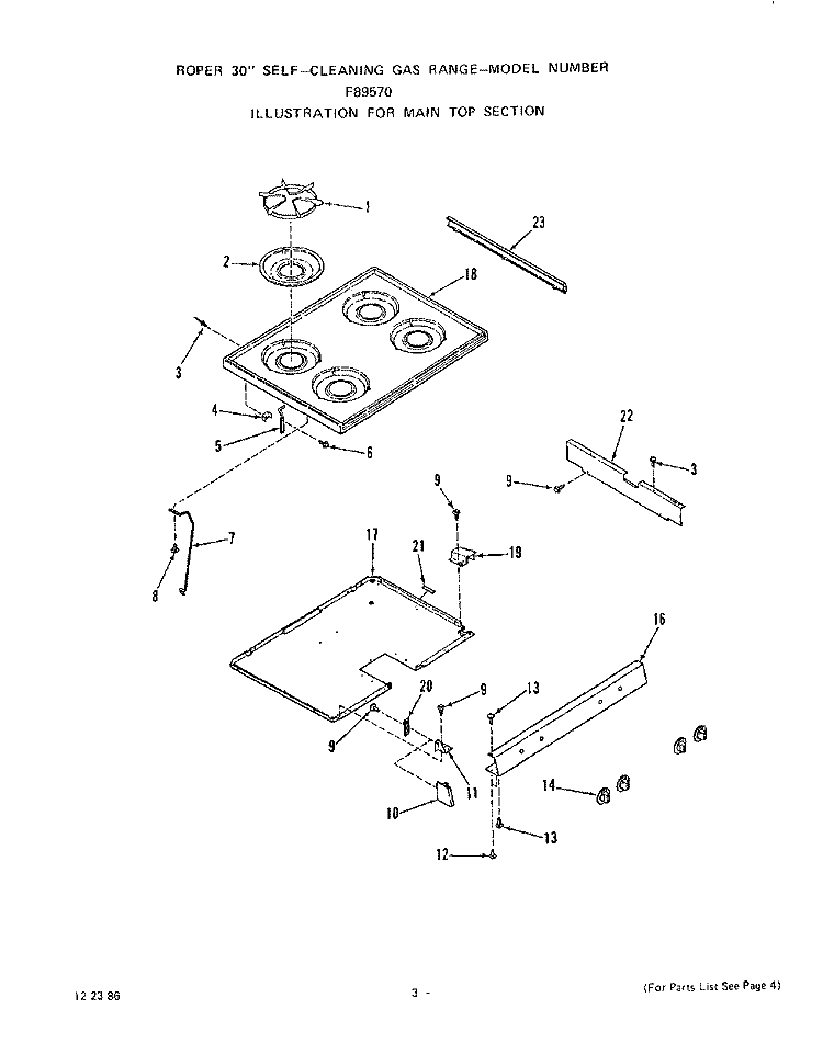 POWER LOCK Diagram and Parts List for F8957W0  Roper Range