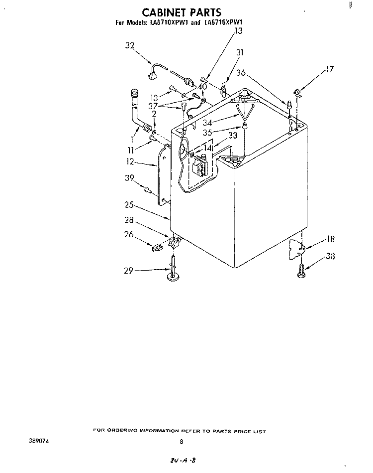 CABINET Diagram and Parts List for LA5710XPW1  Whirlpool Washer