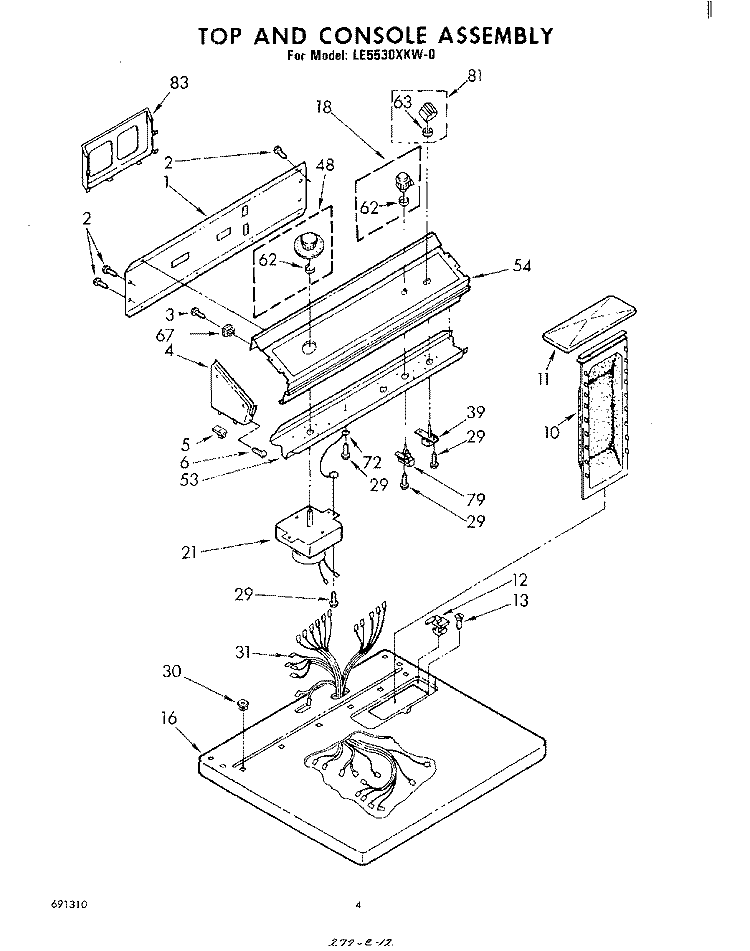 SECTION Diagram and Parts List for LE5530XKW0  Whirlpool Dryer