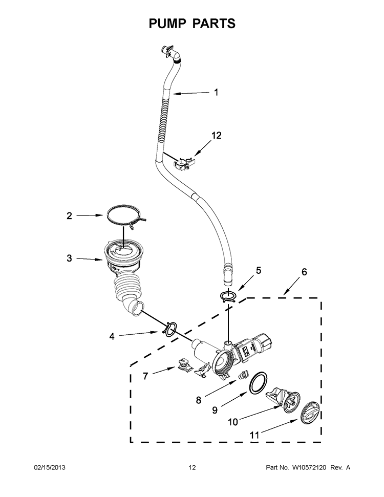 PUMP PARTS Diagram and Parts List for WFL98HEBU0  Whirlpool Washer