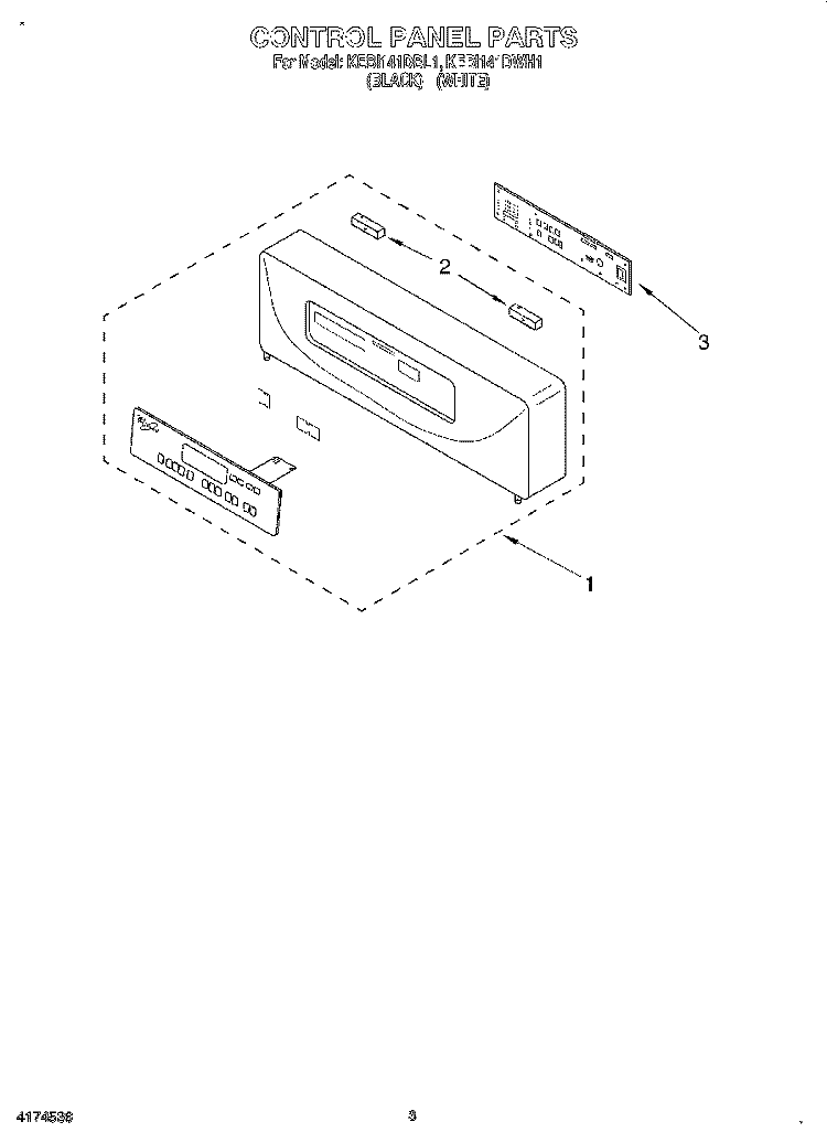 CONTROL PANEL, LITERATURE Diagram and Parts List for KEBI141DBL1  KitchenAid Wall Oven
