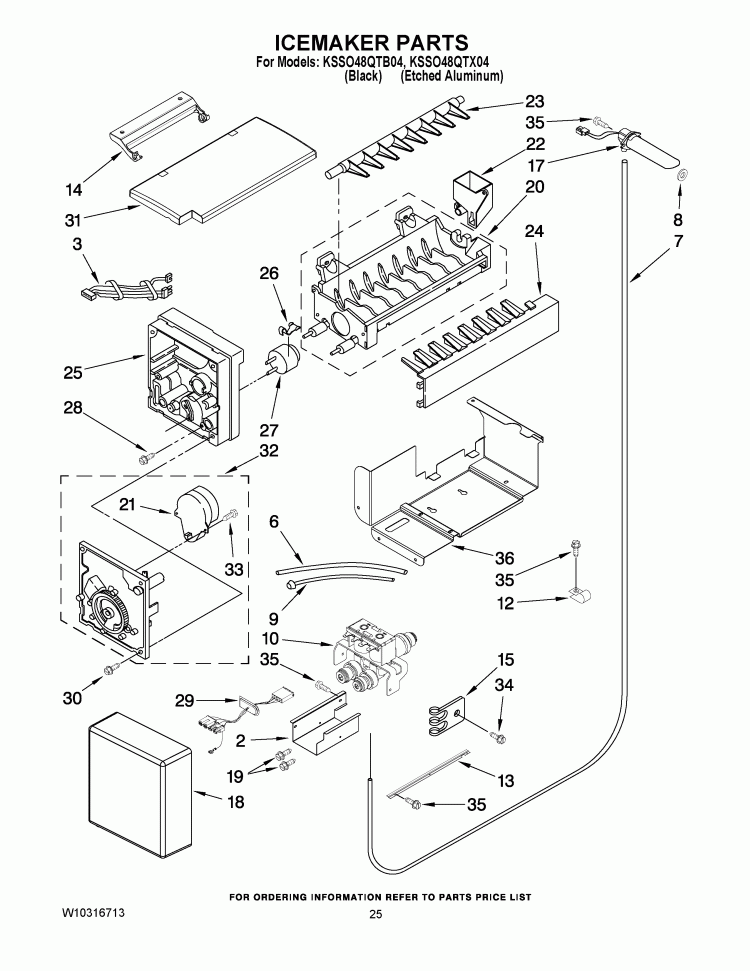 ICEMAKER PARTS Diagram and Parts List for KSSO48QTB04  KitchenAid Refrigerator