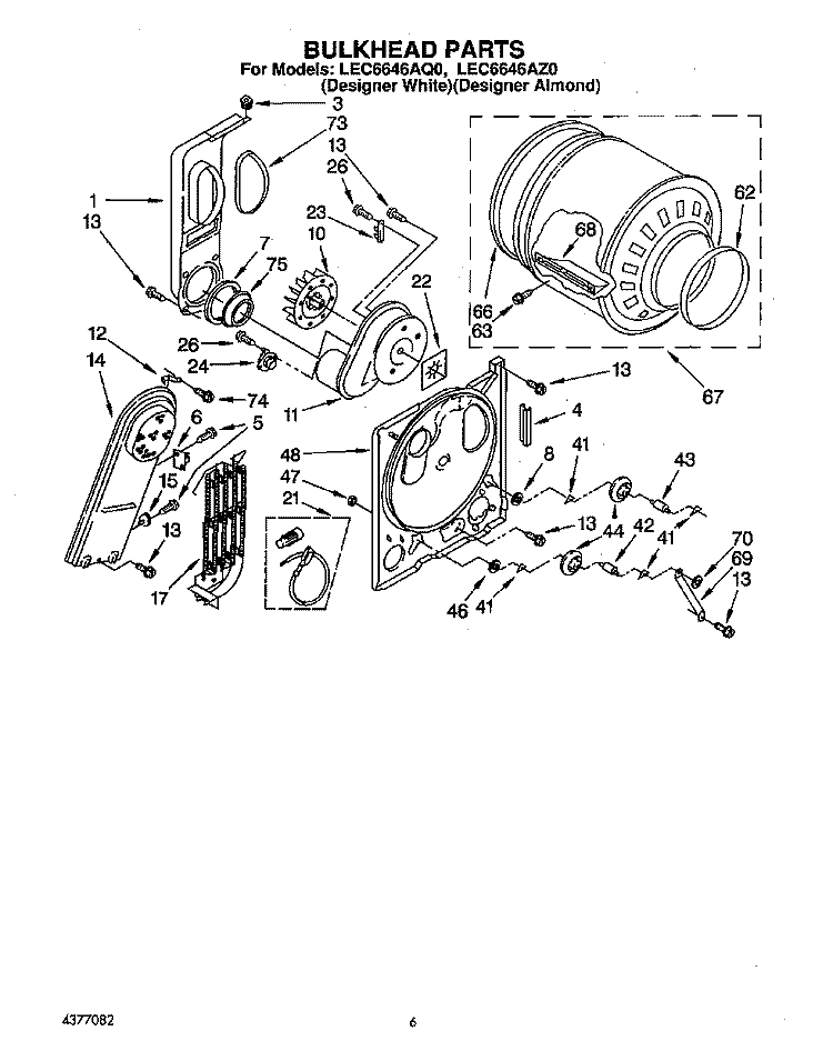 SECTION Diagram and Parts List for LEC6646AQ0  Whirlpool Dryer