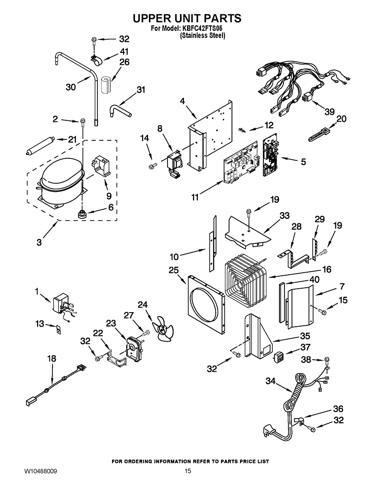 UPPER UNIT PARTS Diagram and Parts List for KBFC42FTS05  KitchenAid Refrigerator