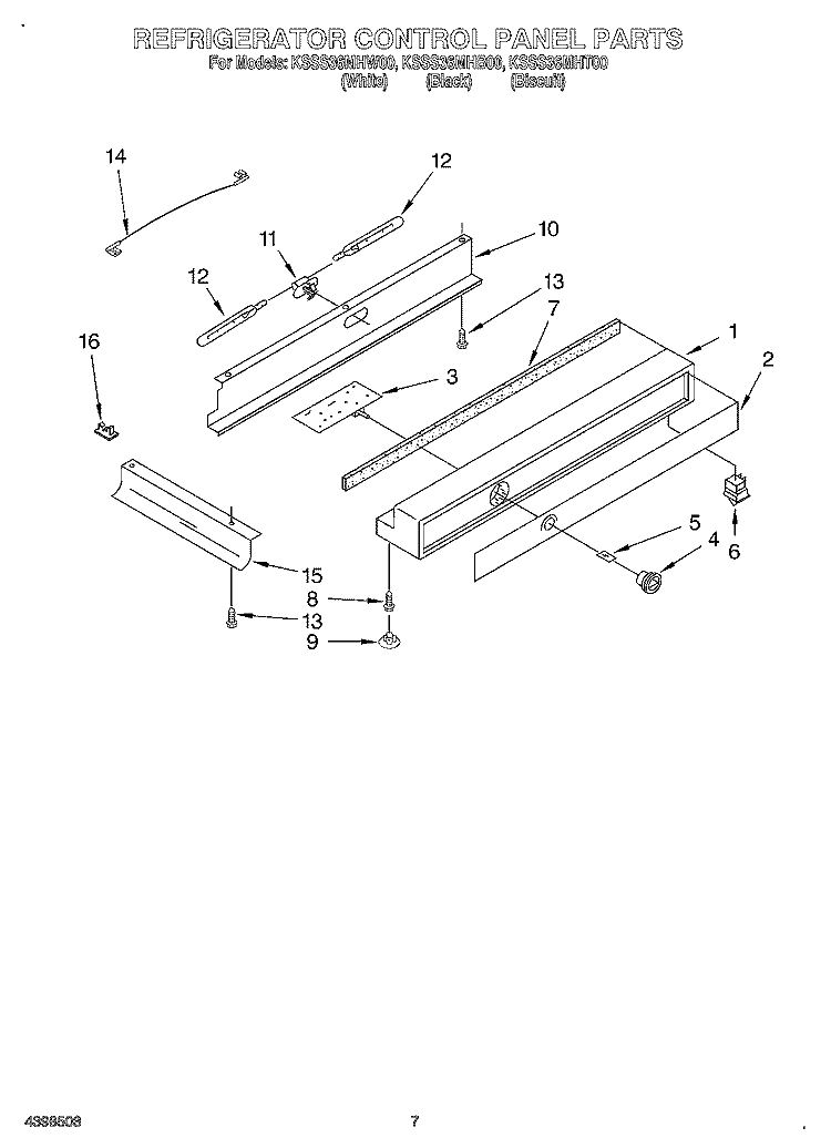 REFRIGERATOR CONTROL PANEL Diagram and Parts List for KSSS36MHT00  KitchenAid Refrigerator