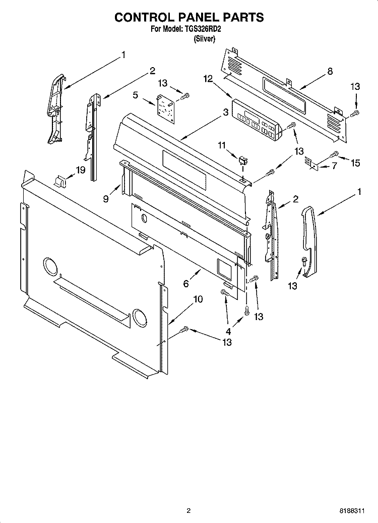 CONTROL PANEL PARTS Diagram and Parts List for TGS326RD2  Estate Range