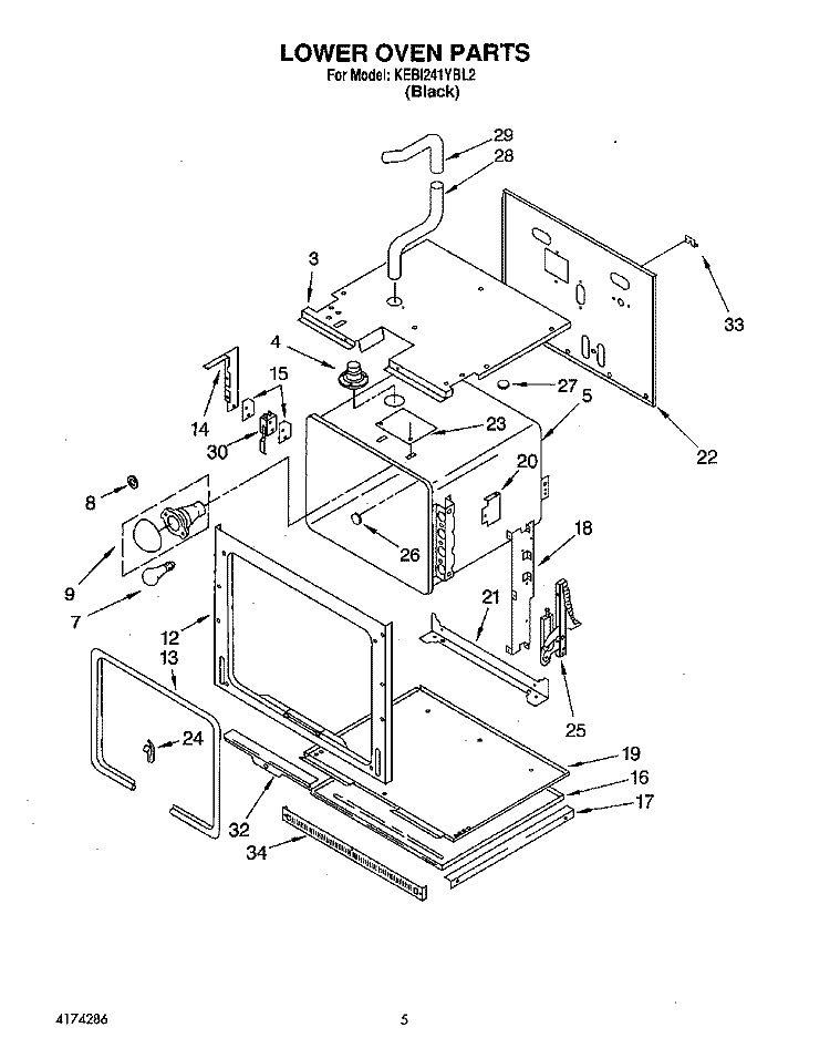 LOWER OVEN Diagram and Parts List for KEBI241YBL2  KitchenAid Wall Oven