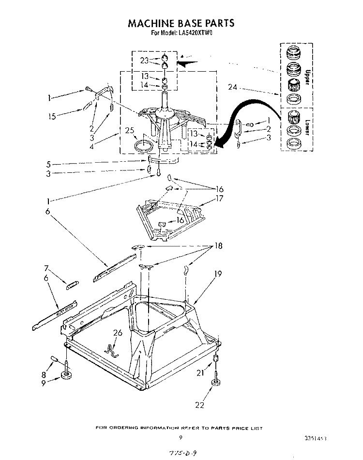 MACHINE BASE Diagram and Parts List for LA5420XTW0  Whirlpool Washer