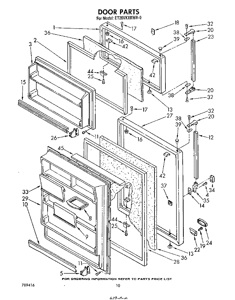 DOOR , LIT/OPTIONAL Diagram and Parts List for ET20VKXRWR0  Whirlpool Refrigerator