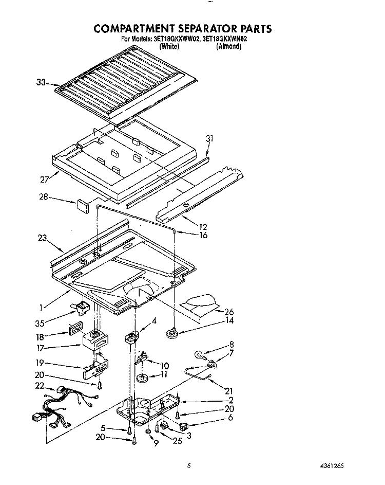 COMPARTMENT SEPARATOR Diagram and Parts List for 3ET18GKXWG02  Whirlpool Refrigerator