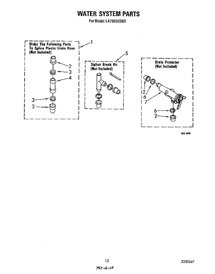WATER SYSTEM Diagram and Parts List for LA7900XSW2  Whirlpool Washer