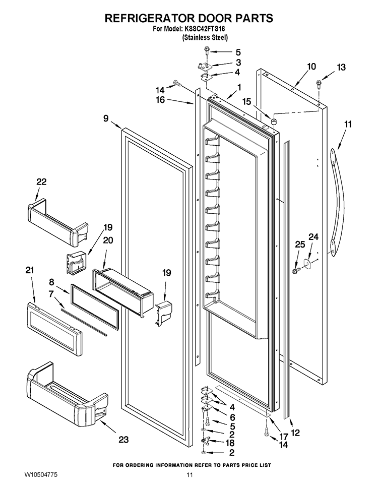 REFRIGERATOR DOOR PARTS Diagram and Parts List for KSSC42FTS16  KitchenAid Refrigerator