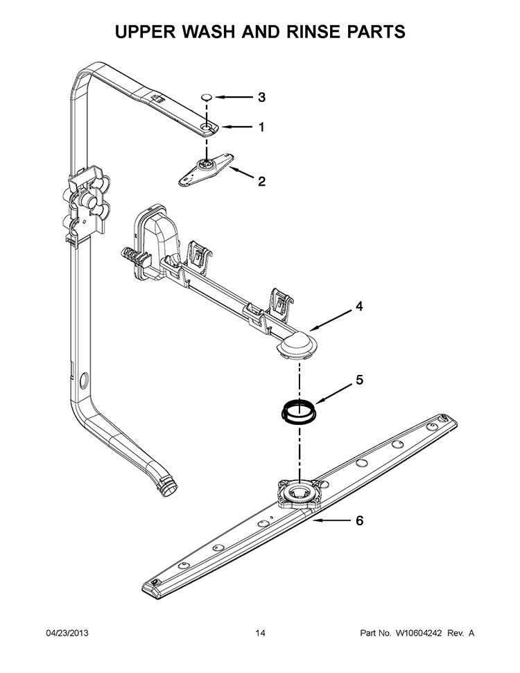 UPPER WASH AND RINSE PARTS Diagram and Parts List for 7WDT790SAYM2  Whirlpool Dishwasher