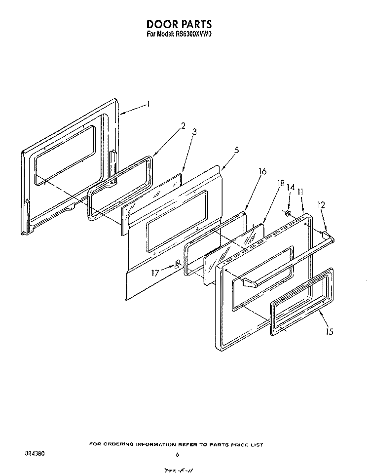 DOOR , LITERATURE AND OPTIONAL Diagram and Parts List for RS6300XVN0  Whirlpool Range