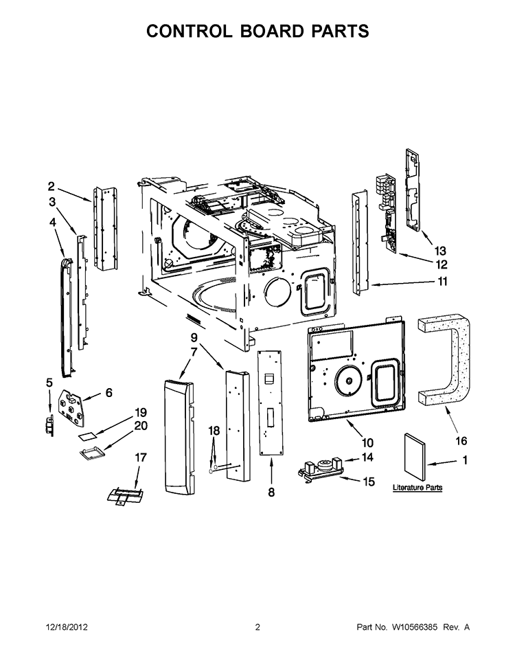 CONTROL BOARD PARTS Diagram and Parts List for KHMS2050SSS4  KitchenAid Microwave
