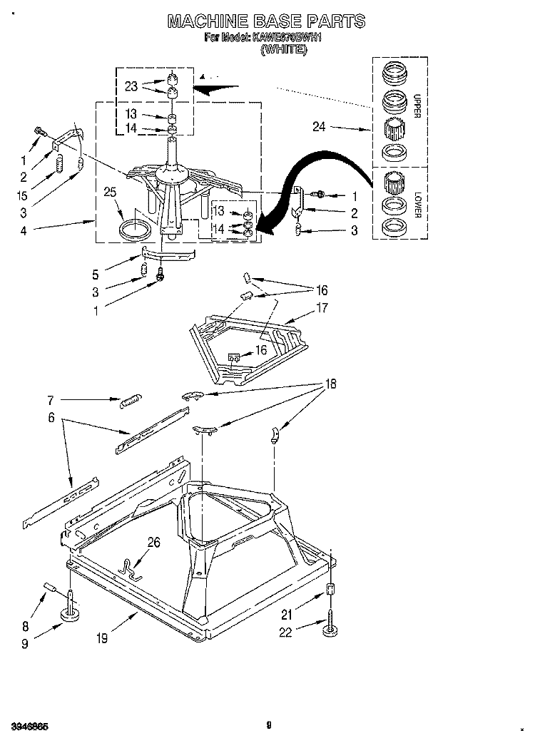 MACHINE BASE Diagram and Parts List for KAWE670BWH1  KitchenAid Washer