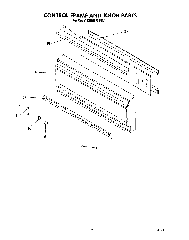 CONTROL FRAME AND KNOB Diagram and Parts List for KEBI170SBL1  KitchenAid Wall Oven