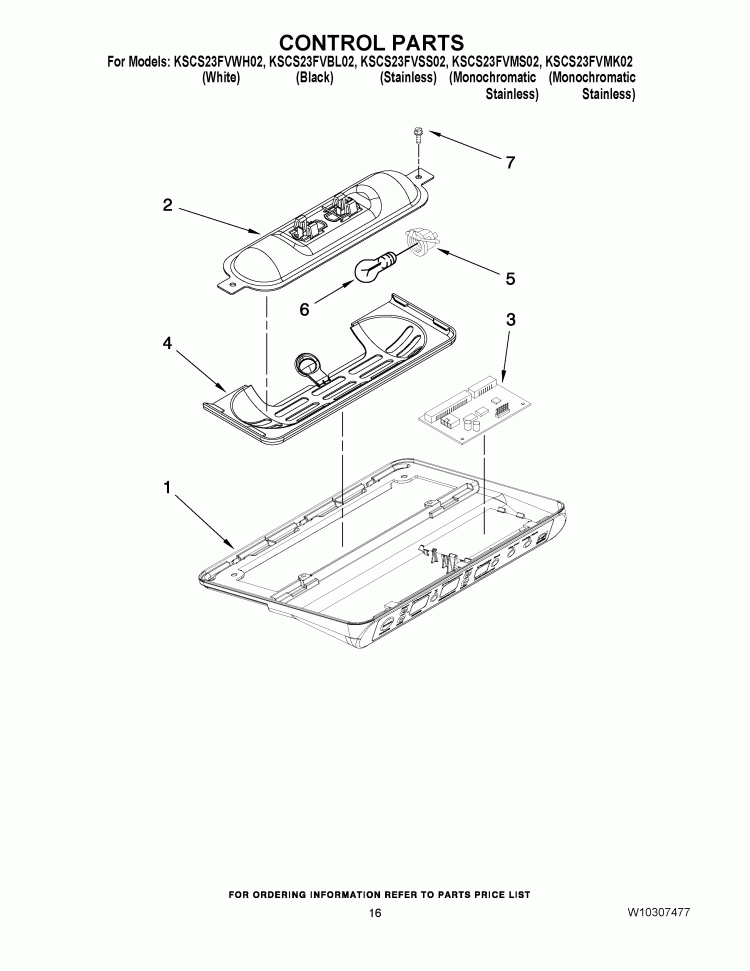 CONTROL BOX PARTS Diagram and Parts List for KSCS23FVMK02  KitchenAid Refrigerator