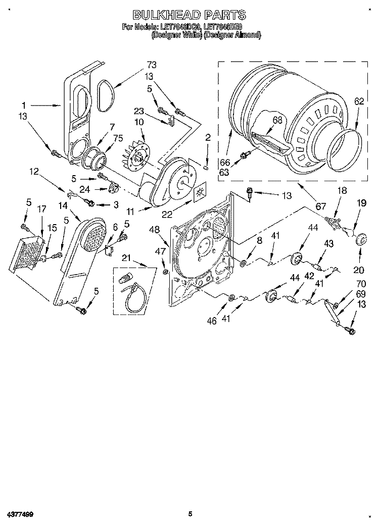 SECTION Diagram and Parts List for LET7646DQ0  Whirlpool Dryer
