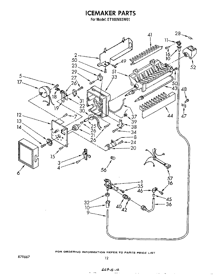 ICE MAKER , MISCELLANEOUS Diagram and Parts List for ET18XMXSW01  Whirlpool Refrigerator