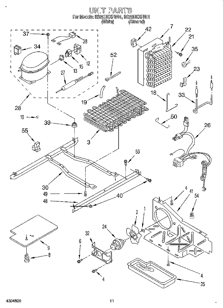 UNIT Diagram and Parts List for RS20DKXFN01  Roper Refrigerator