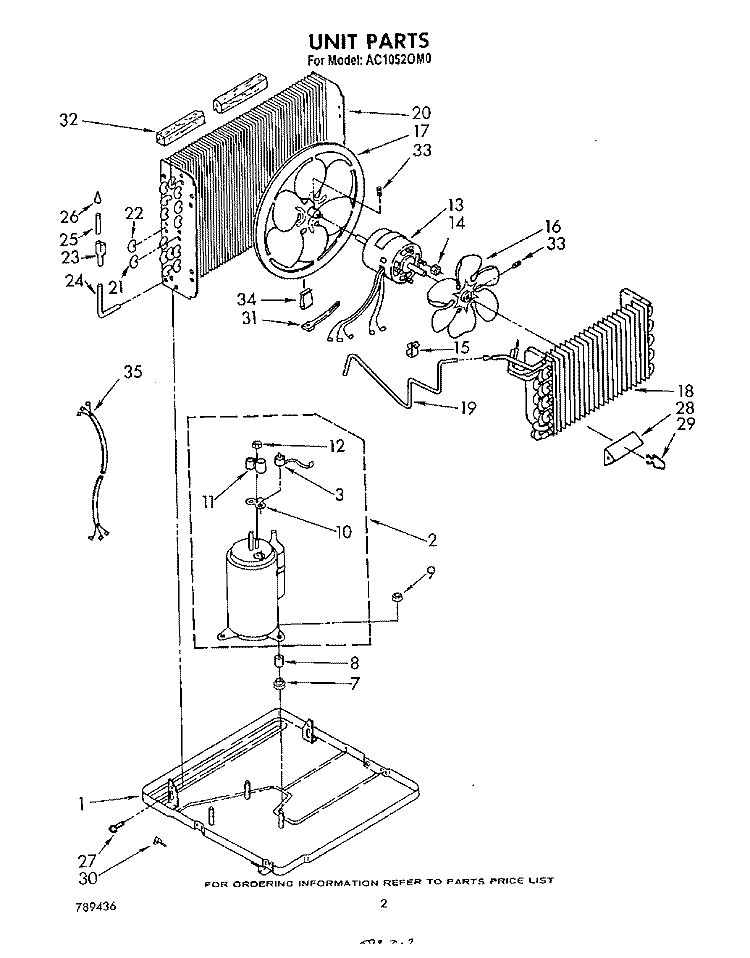 UNIT Diagram and Parts List for AC10520M0  Whirlpool Air Conditioner