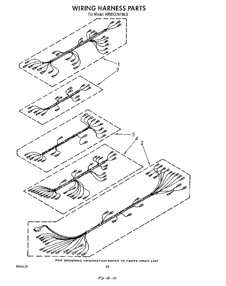 WIRING HARNESS Diagram and Parts List for KEMS376TWH0  KitchenAid Microwave Oven Combo