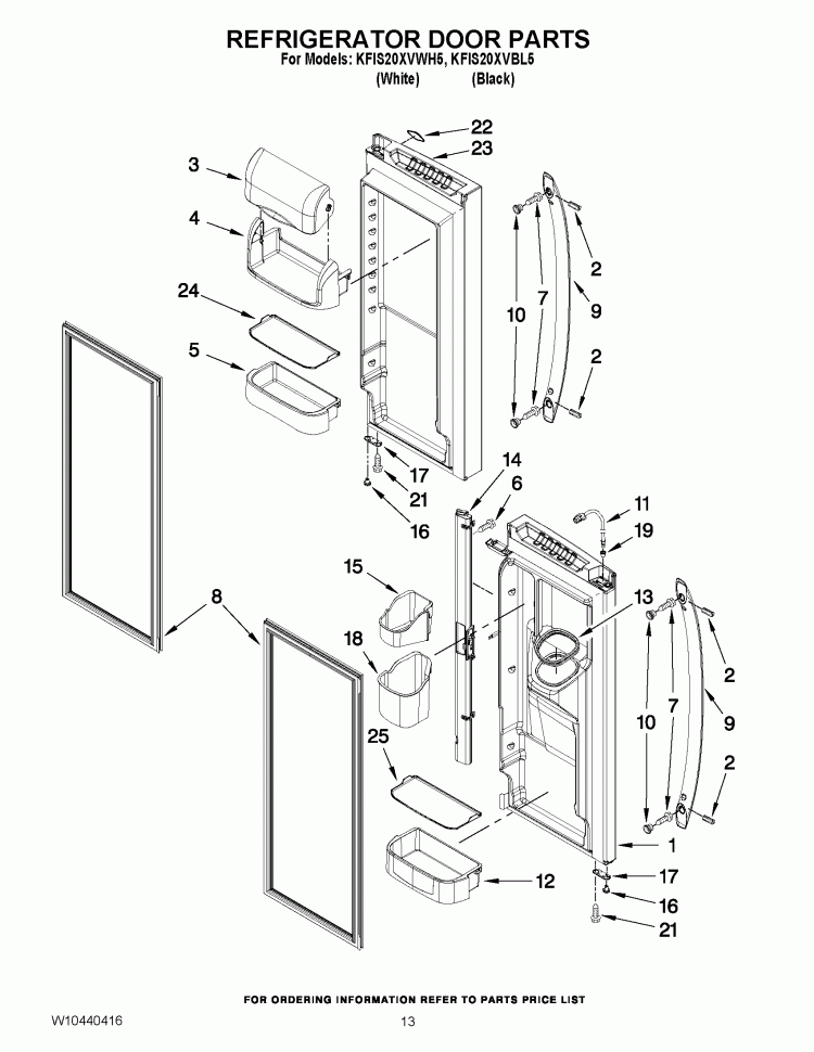 REFRIGERATOR DOOR PARTS Diagram and Parts List for KFIS20XVBL5  KitchenAid Refrigerator