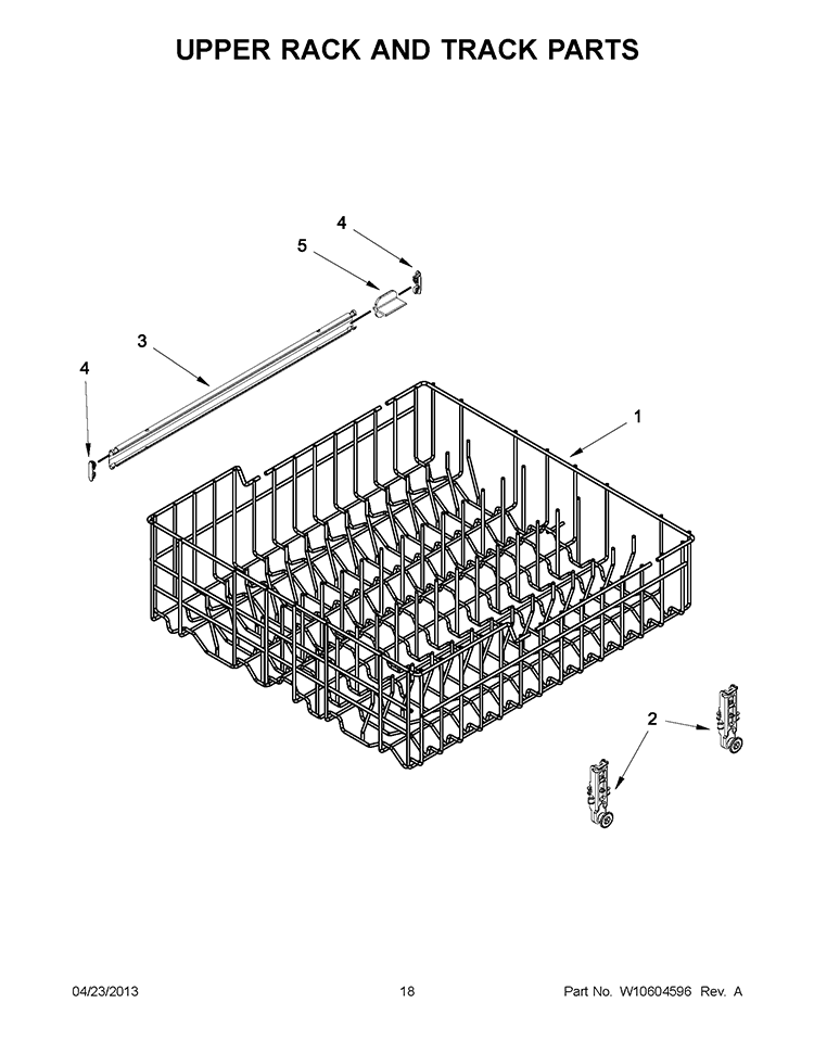 UPPER RACK AND TRACK PARTS Diagram and Parts List for WDF110PABB0  Whirlpool Dishwasher