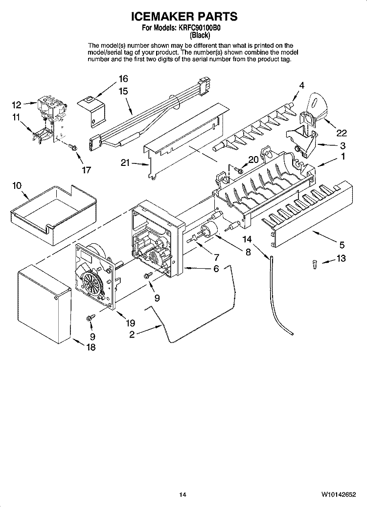 ICEMAKER PARTS, OPTIONAL PARTS (NOT INCLUDED) Diagram and Parts List for KRFC90100B0  KitchenAid Refrigerator