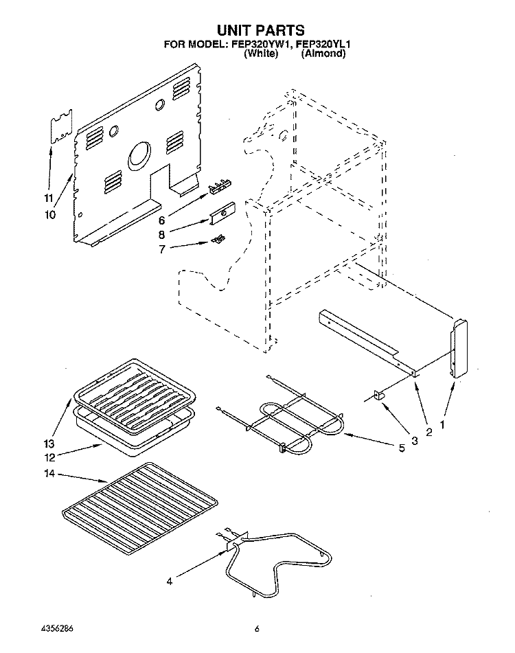 UNIT, OPTIONAL Diagram and Parts List for FEP320YW1  Roper Range