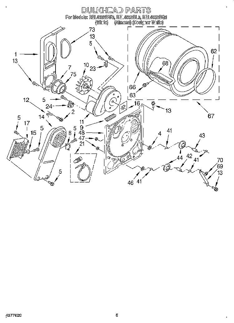 SECTION Diagram and Parts List for REL4632BL3  Roper Dryer