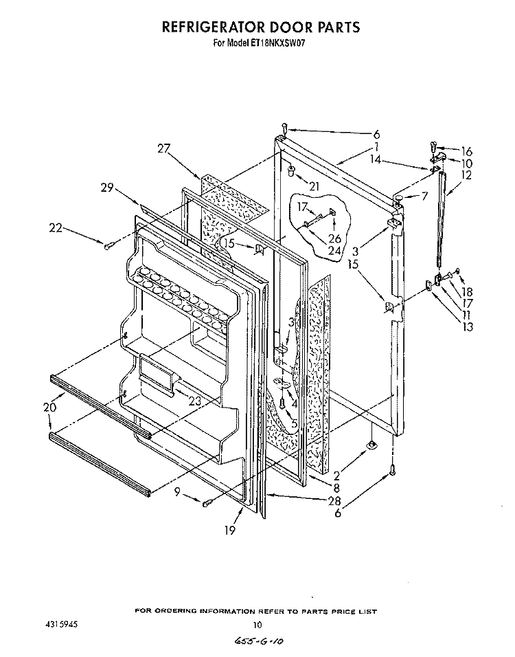 REFRIGERATOR DOOR, LIT/OPTIONAL Diagram and Parts List for ET18NKXSW07  Whirlpool Refrigerator