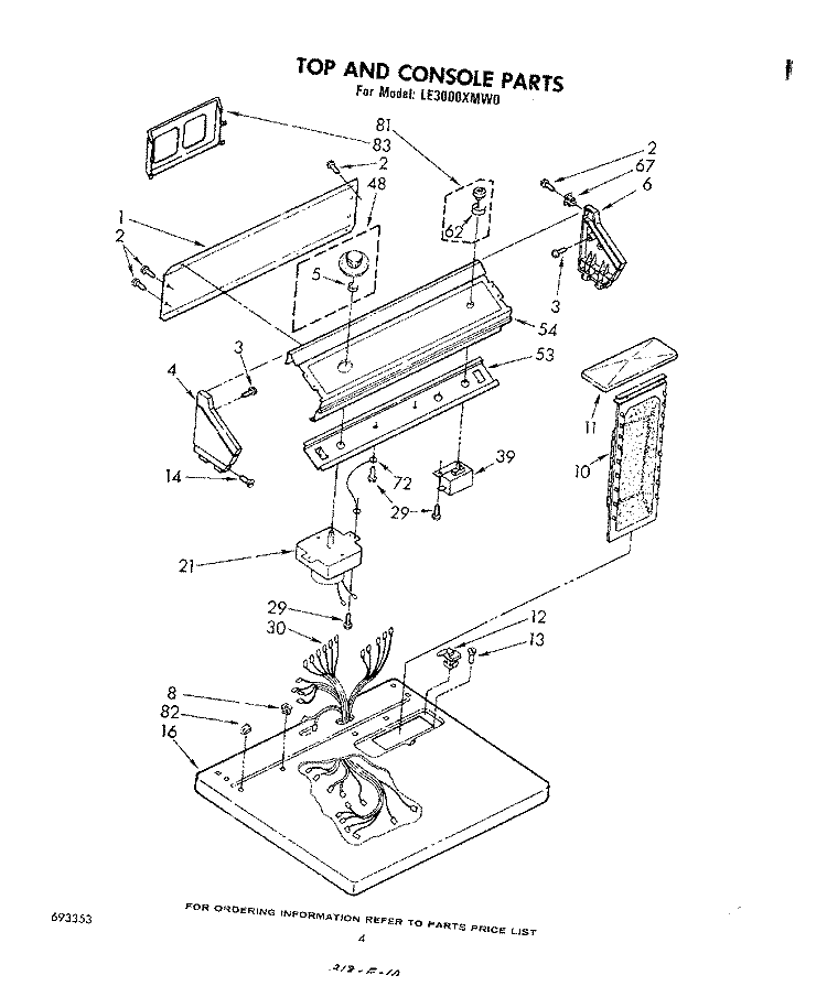 SECTION Diagram and Parts List for LE3000XMW0  Whirlpool Dryer