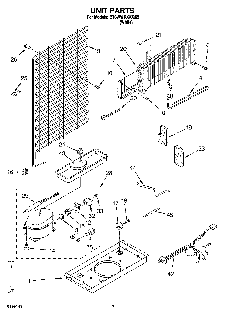 UNIT PARTS Diagram and Parts List for ET8WWKXKQ02  Whirlpool Refrigerator