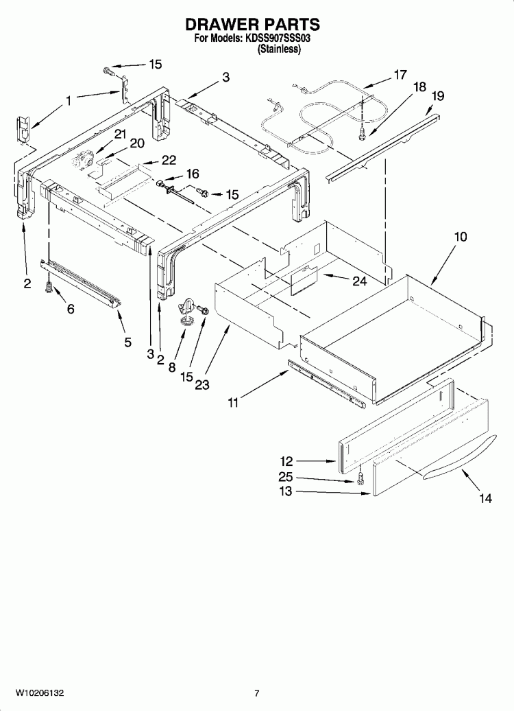 DRAWER PARTS Diagram and Parts List for KDSS907SSS03  KitchenAid Range