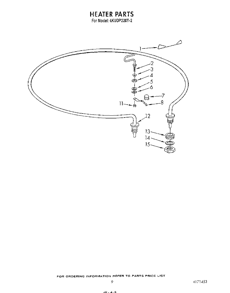 HEATER Diagram and Parts List for 4KUDP220T2  KitchenAid Dishwasher