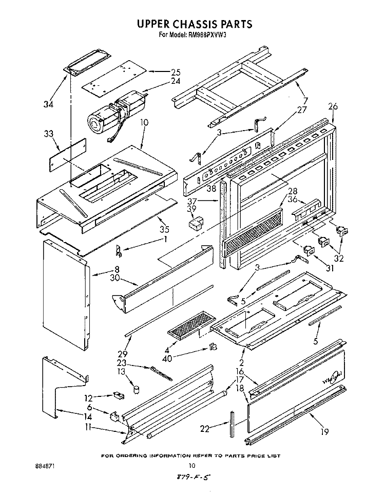 UPPER CHASSIS Diagram and Parts List for RM988PXVF3  Whirlpool Microwave Oven Combo