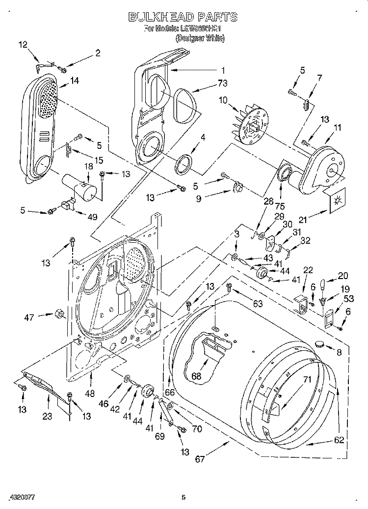 SECTION Diagram and Parts List for LGW8858HQ1  Whirlpool Dryer