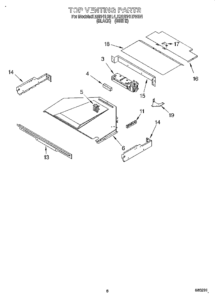 TOP VENTING, OPTIONAL Diagram and Parts List for KEBI141DBL4  KitchenAid Wall Oven