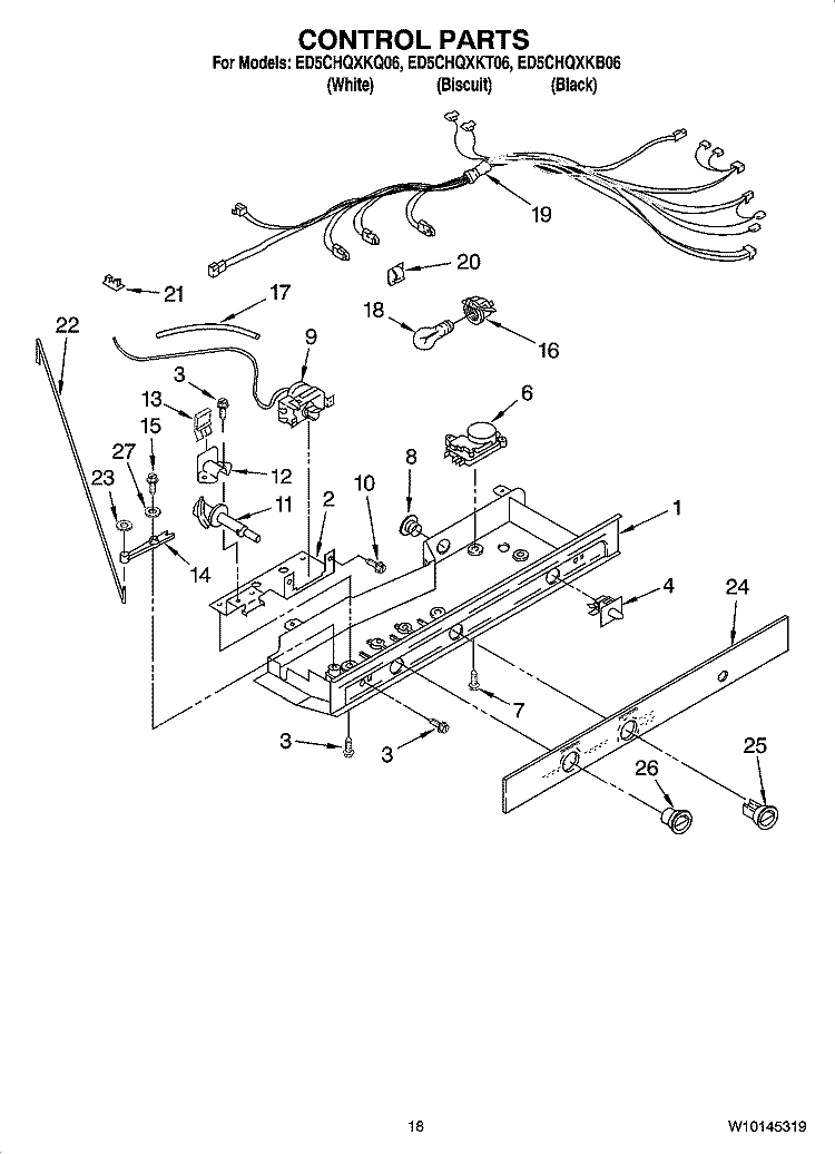 CONTROL PARTS Diagram and Parts List for ED5CHQXKQ06  Whirlpool Refrigerator