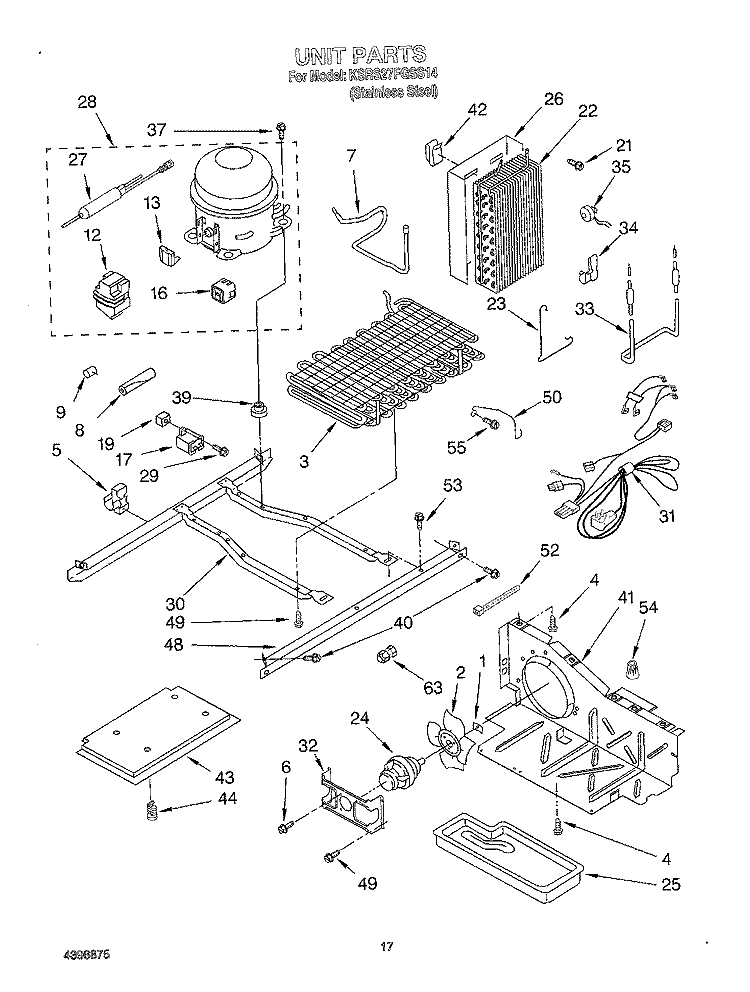 UNIT Diagram and Parts List for KSRS27FGSS14  KitchenAid Refrigerator