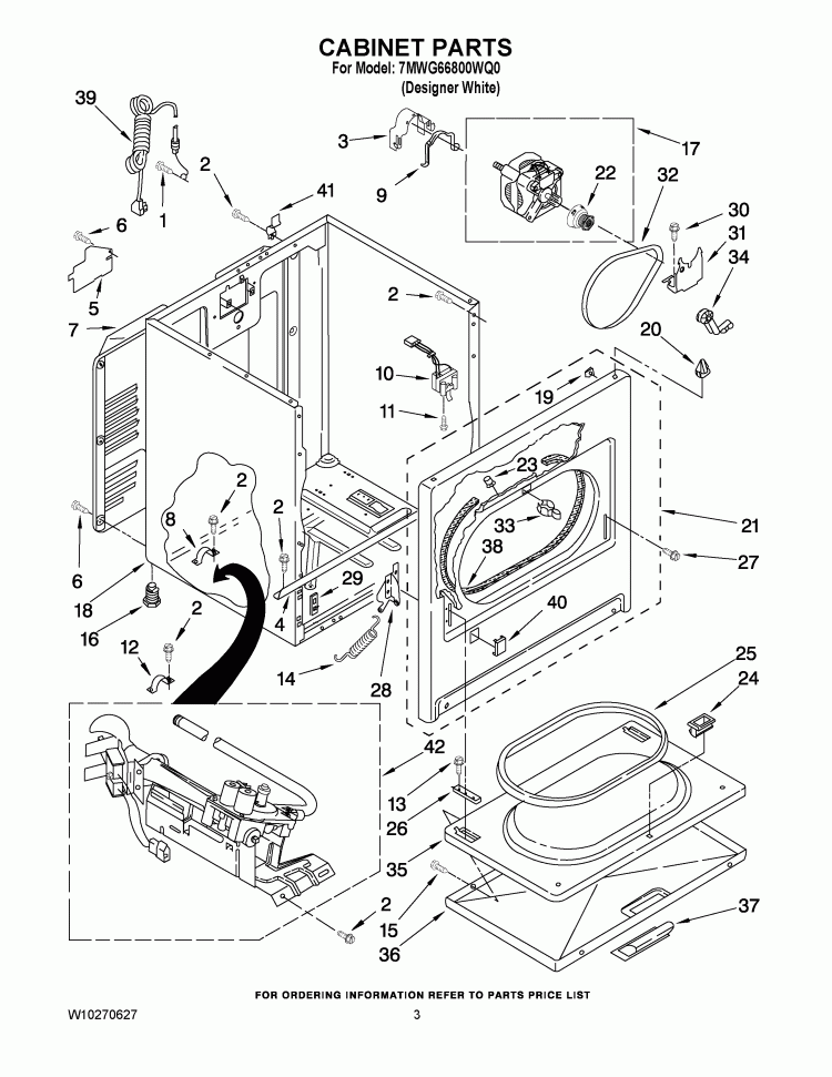 CABINET PARTS Diagram and Parts List for 7MWG66800WQ0  Whirlpool Dryer