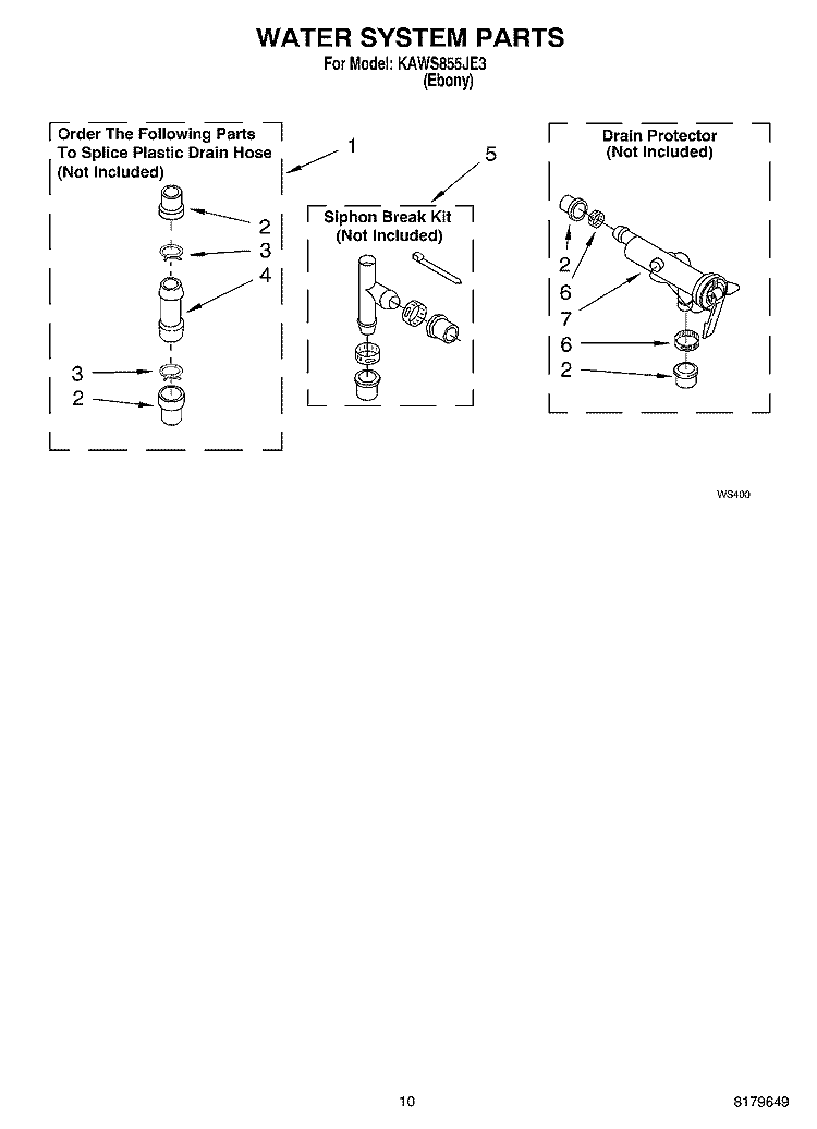 WATER SYSTEM Diagram and Parts List for KAWS855JE3  KitchenAid Washer