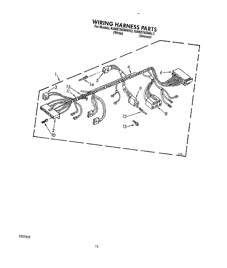 WIRING HARNESS Diagram and Parts List for KAWE760WWH3  KitchenAid Washer